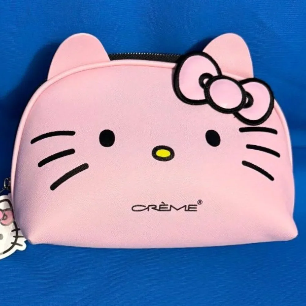 NEW / NWT HELLO KITTY LIMITED EDITION THINK PINK COSMETIC BAG / MAKEUP POUCH